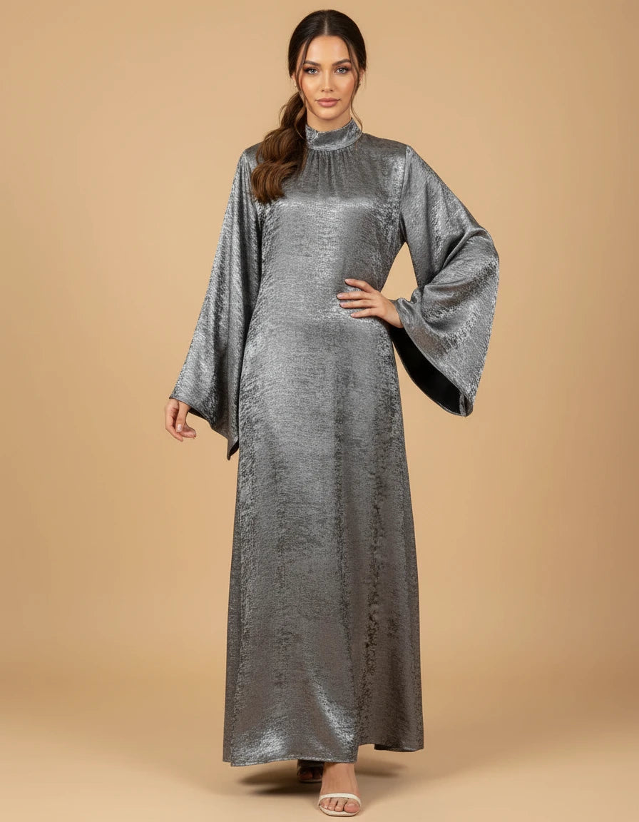 Robe Satin Scintillante Abaya Femme - Variation 1